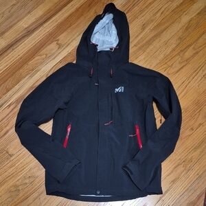 NWOT Millet Soft Shell Full Zip Hooded Windbreaker Black Women Dry Edge Sz L